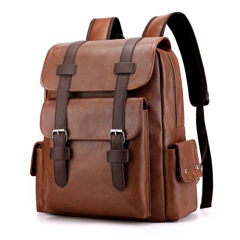 Men PU Leather Backpack