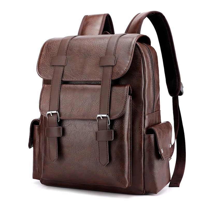 Men PU Leather Backpack