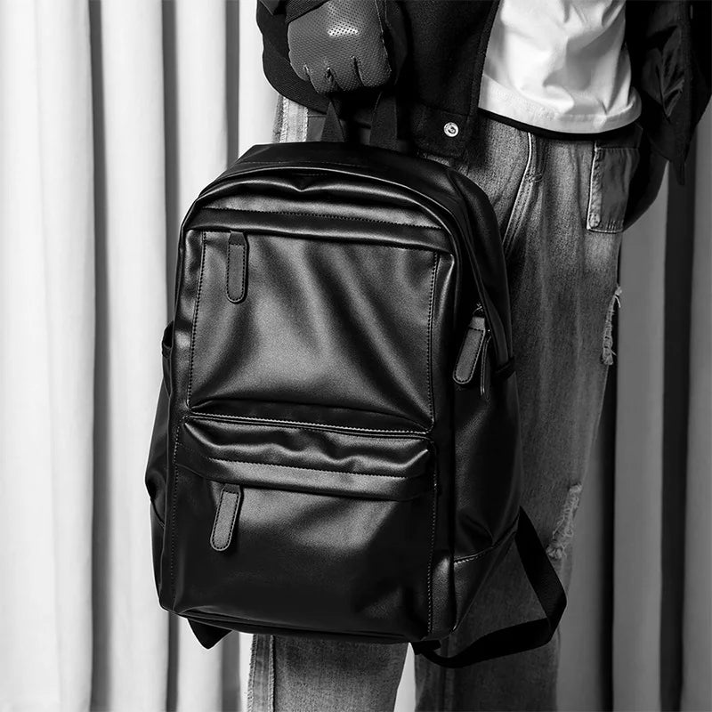 Men Pu Leather Backpack