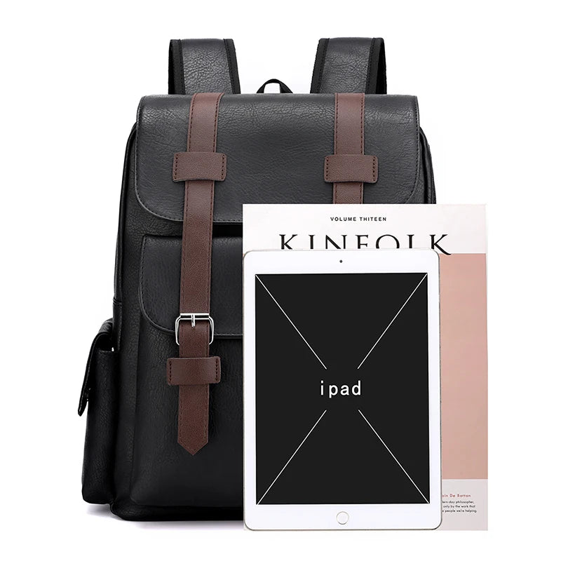 Men PU Leather Backpack