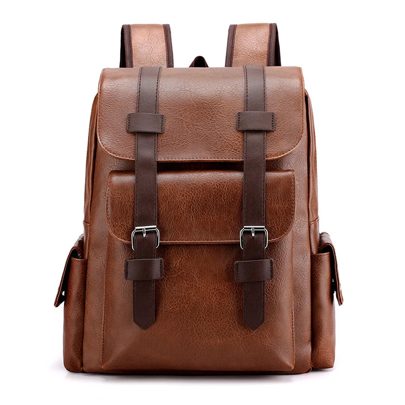 Men PU Leather Backpack